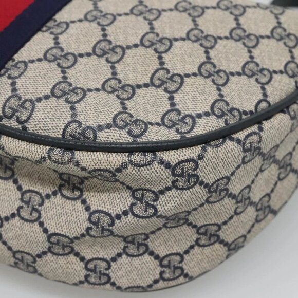 GUCCI GG Supreme Sherry Line Shoulder Bag PVC Navy Red 41 02 008 Auth BD467 - Picture 4 of 16